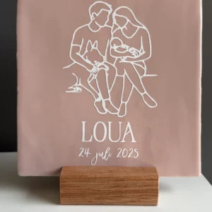 Tegeltje geboortekaartje en kraamcadeau