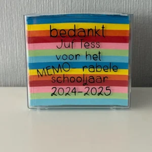 Memoblok bedankt juf, meester