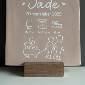 Tegeltje geboortekaartje kraamcadeau