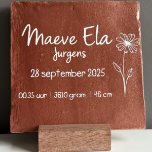 Tegeltje geboortekaartje kraamcadeau