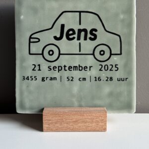 Tegeltje geboortekaartje kraamcadeau