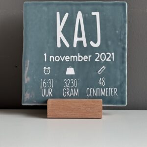 Tegeltje geboortekaartje kraamcadeau