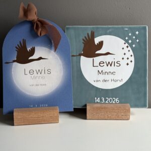 Tegeltje geboortekaartje kraamcadeau