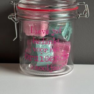 lieve juf, bedankt voor het bruisende schooljaar- gevulde pot 250 ml