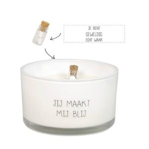 Flessenpost kaars - Jij maakt mij blij